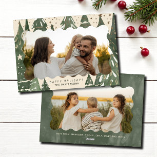 Cartes Pour Fêtes Annuelles Joyeuses vacances 2 Photo Famille Arbres de Noël