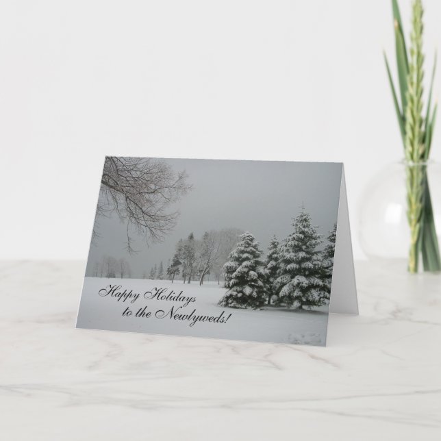 Cartes Pour Fêtes Annuelles Joyeuses vacances aux nouveaux mariés! - Paysage h (Devant)