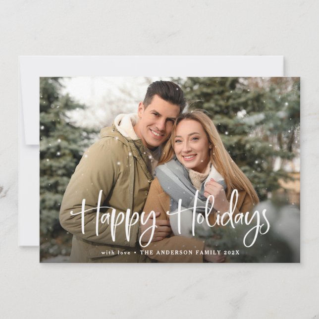 Cartes Pour Fêtes Annuelles Joyeuses vacances avec votre photo de famille (Devant)