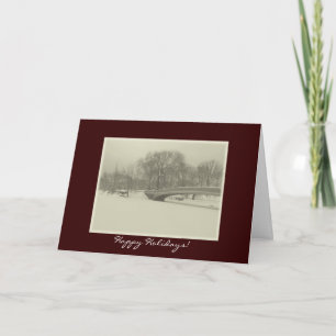 Cartes Pour Fêtes Annuelles Joyeuses vacances - Central Park Bow Bridge hiver