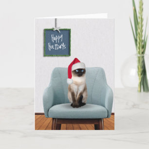 Cartes Pour Fêtes Annuelles Joyeuses vacances chat siamois