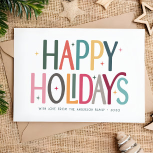 Cartes Pour Fêtes Annuelles Joyeuses Vacances Colorées Belles Étoiles Rétro