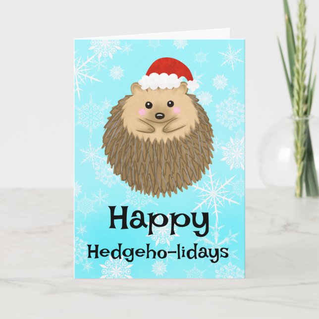 Cartes Pour Fêtes Annuelles Joyeuses vacances de hérisson mignonne Noël drôle (Devant)