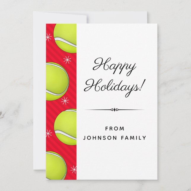 Cartes Pour Fêtes Annuelles Joyeuses vacances de tennis Red Striped Snowflake  (Devant)