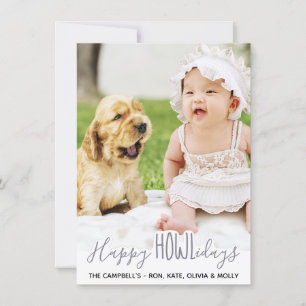 Cartes Pour Fêtes Annuelles Joyeuses vacances du chien - Silver Grey Pet Photo