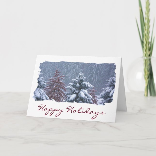Cartes Pour Fêtes Annuelles Joyeuses vacances enneigées confortable hivernal s (Devant)