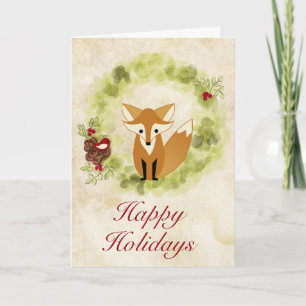 Cartes Pour Fêtes Annuelles Joyeuses vacances Fête du renard des bois et de la