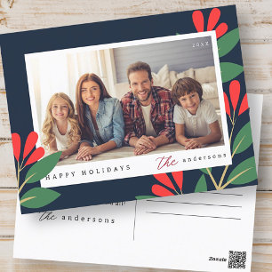 Cartes Pour Fêtes Annuelles Joyeuses vacances florales Photo de famille person