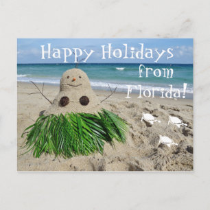 Cartes Pour Fêtes Annuelles Joyeuses vacances Floride Noël Snowman Sandman