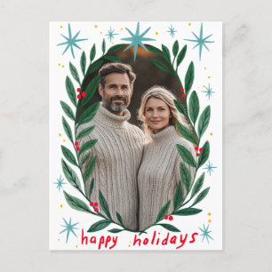 Cartes Pour Fêtes Annuelles Joyeuses vacances Garland CUSTOM PHOTO Noël