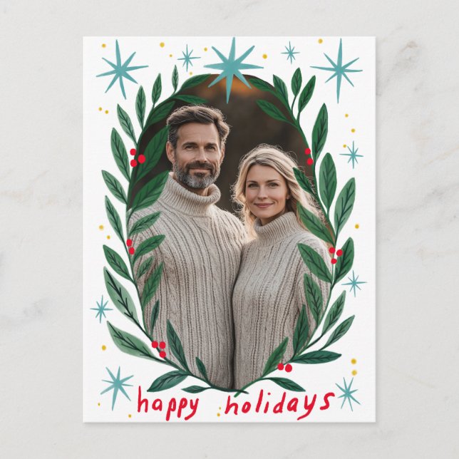Cartes Pour Fêtes Annuelles Joyeuses vacances Garland CUSTOM PHOTO Noël (Devant)