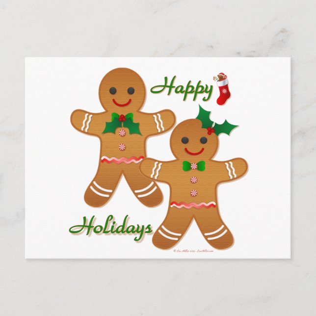 Cartes Pour Fêtes Annuelles Joyeuses vacances Gingerbread Homme garçon fille (Devant)