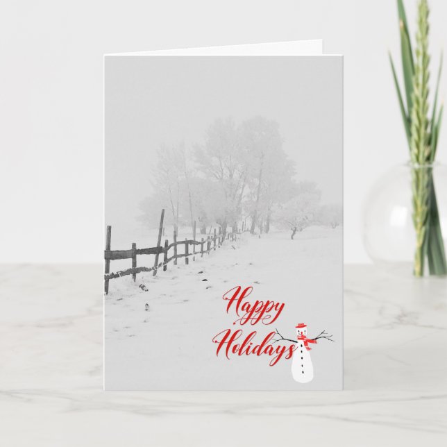 Cartes Pour Fêtes Annuelles Joyeuses vacances-hiver de la scène rurale (Devant)