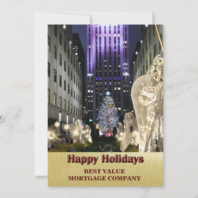 Cartes Pour Fêtes Annuelles Joyeuses vacances Iconic Rockefeller Plaza Busines (Devant)