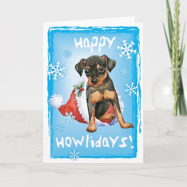 Cartes Pour Fêtes Annuelles Joyeuses vacances Min Pin (Devant)
