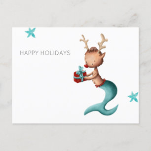 Cartes Pour Fêtes Annuelles Joyeuses vacances minimalistes avec Sirène de renn