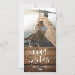 Cartes Pour Fêtes Annuelles Joyeuses Vacances Moderne Type Script Rustique Boi