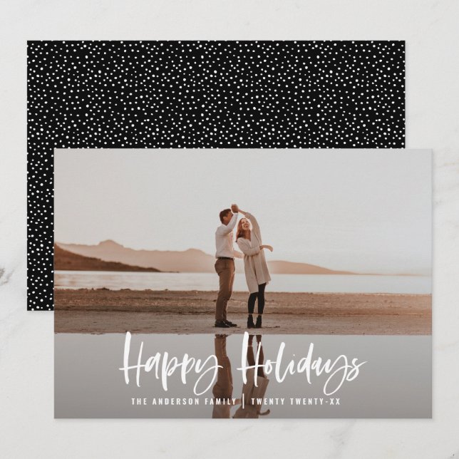 Cartes Pour Fêtes Annuelles Joyeuses vacances modernes, minimum de noël photo (Devant / Derrière)