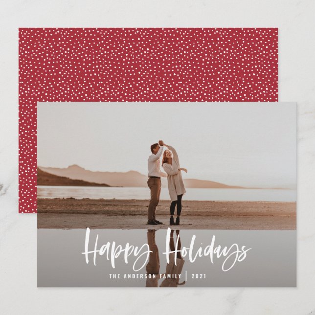 Cartes Pour Fêtes Annuelles Joyeuses vacances modernes, minimum de noël photo (Devant / Derrière)