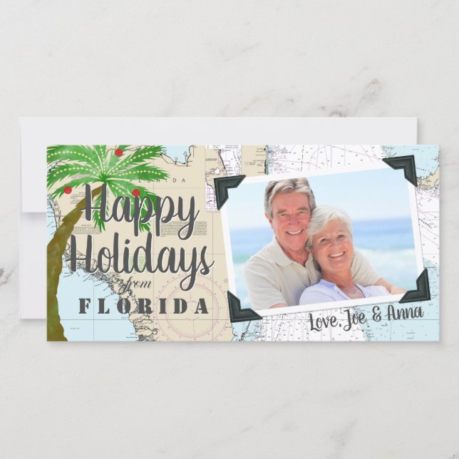 Cartes Pour Fêtes Annuelles Joyeuses vacances Nautique Tropical Florida vacanc (Devant)