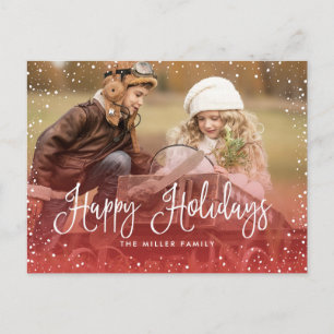 Cartes Pour Fêtes Annuelles Joyeuses vacances neige rouge