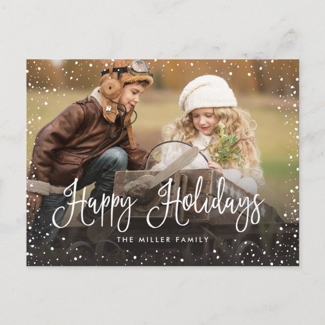 Cartes Pour Fêtes Annuelles Joyeuses vacances photo de neige (Devant)