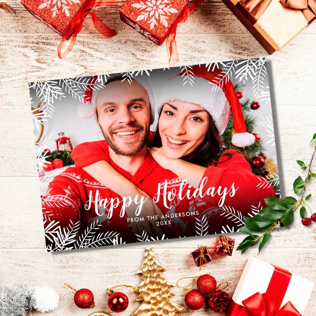 Cartes Pour Fêtes Annuelles Joyeuses vacances Photo Noël Foliage (Créateur téléchargé)