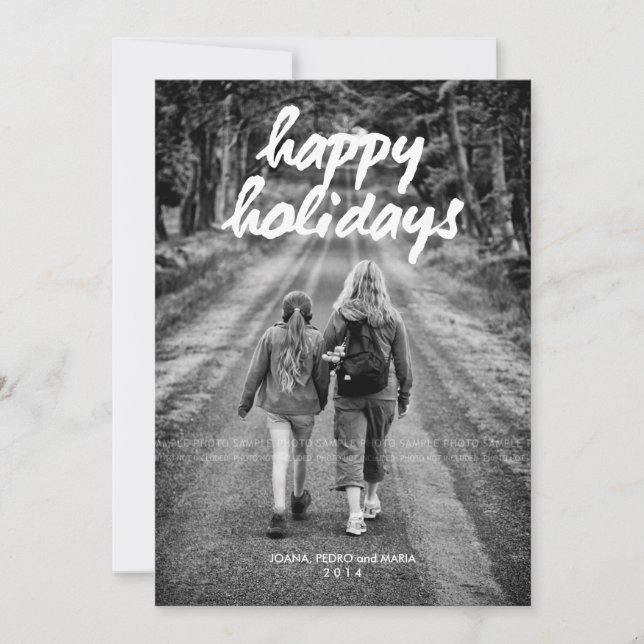 Cartes Pour Fêtes Annuelles Joyeuses vacances Photo Noël Rouge Blanc (Devant)