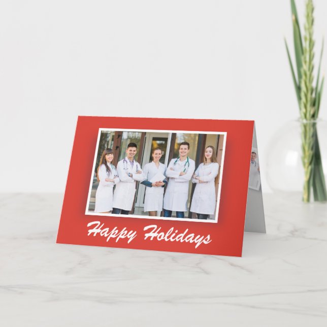 Cartes Pour Fêtes Annuelles Joyeuses vacances Photo personnalisée | Entreprise (Devant)