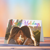 Joyeuses vacances Rainbow Script LGBT Couple Photo