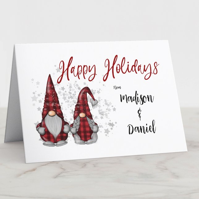 Cartes Pour Fêtes Annuelles Joyeuses Vacances Rustiques Gnome Rouge Buffalo Pl (Créateur téléchargé)