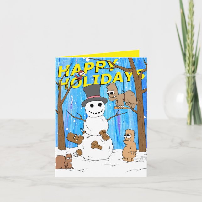 Cartes Pour Fêtes Annuelles Joyeuses vacances Snowman Yeti Fun (Devant)
