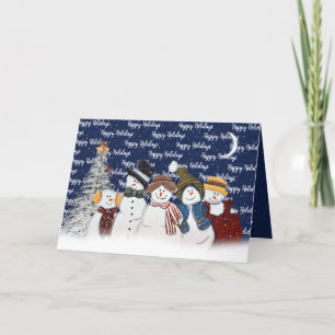 Cartes Pour Fêtes Annuelles Joyeuses Vacances Snowmen Dans Les Snowflakes