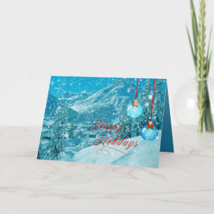 Cartes Pour Fêtes Annuelles Joyeuses vacances Snowy Winter Village