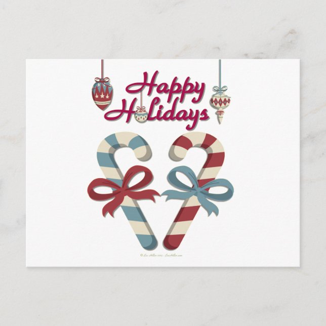 Cartes Pour Fêtes Annuelles Joyeuses vacances Sucre de canne coeur (Devant)