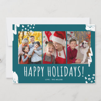 Cartes Pour Fêtes Annuelles Joyeuses vacances Trois photos Noël de famille