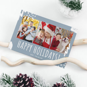 Cartes Pour Fêtes Annuelles Joyeuses vacances Trois photos Noël de famille