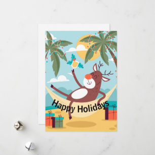 Cartes Pour Fêtes Annuelles Joyeuses vacances Tropical Rudolph