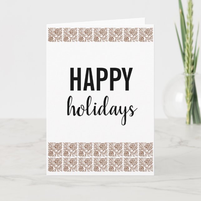 Cartes Pour Fêtes Annuelles Joyeuses Vacances Vieux Pin Blanc Cone Blanc (Devant)