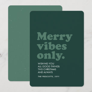 Cartes Pour Fêtes Annuelles Joyeuses vibrations uniquement Noël vert rétro
