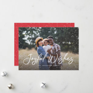Cartes Pour Fêtes Annuelles Joyeuses Voeux Script Photo Neige Noël