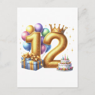 Cartes Pour Fêtes Annuelles Joyeux 12e anniversaire