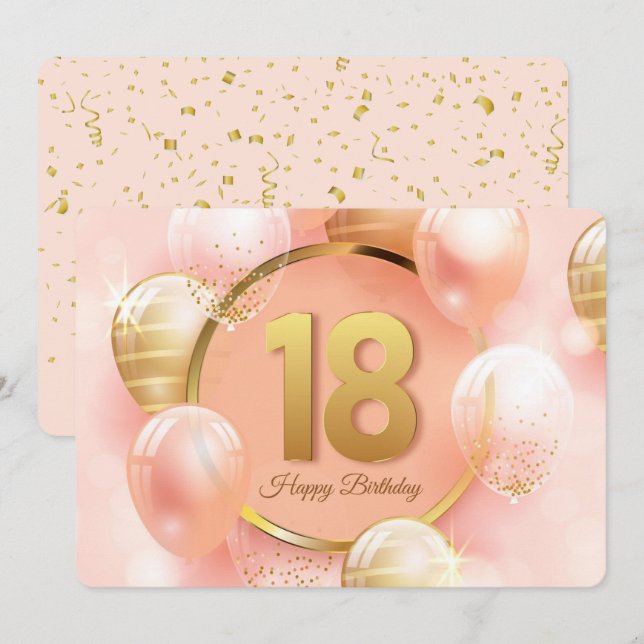 Cartes Pour Fêtes Annuelles Joyeux 18ème anniversaire (Devant / Derrière)