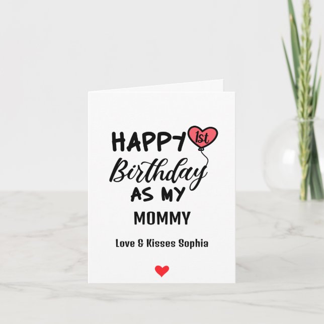 Cartes Pour Fêtes Annuelles Joyeux 1er anniversaire comme ma maman Love & Kiss (Devant)
