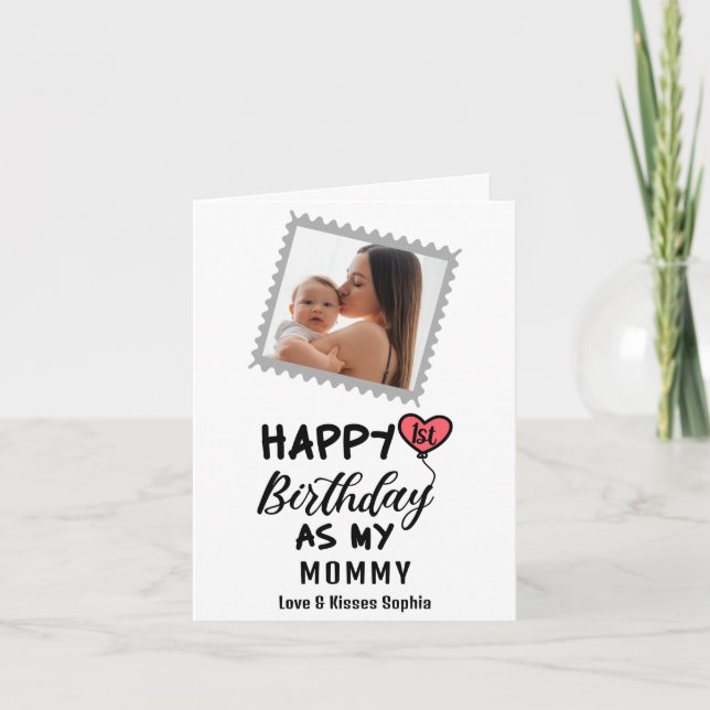 Cartes Pour Fêtes Annuelles Joyeux 1er anniversaire comme ma maman Photo perso (Devant)