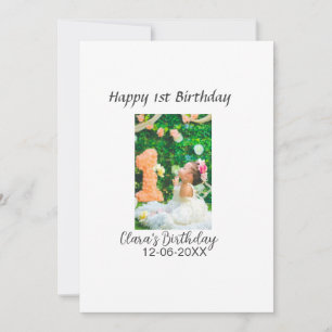 Cartes Pour Fêtes Annuelles Joyeux 1er anniversaire photo simple élégant coute