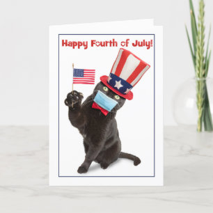 Cartes Pour Fêtes Annuelles Joyeux 4 Juillet Chat en Humour Masque Visage