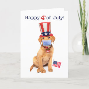 Cartes Pour Fêtes Annuelles Joyeux 4 juillet Chiot en masque facial