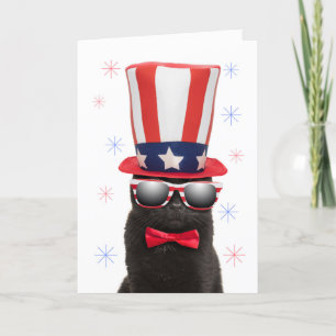 Cartes Pour Fêtes Annuelles 	Joyeux 4 Juillet Cool Chat en Lunettes de soleil 