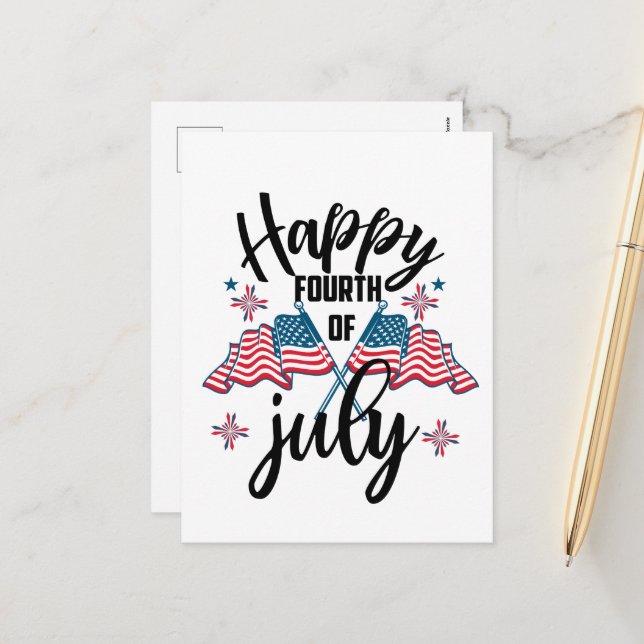 Cartes Pour Fêtes Annuelles Joyeux 4 Juillet Patriotique (Devant/Arrière en situation)